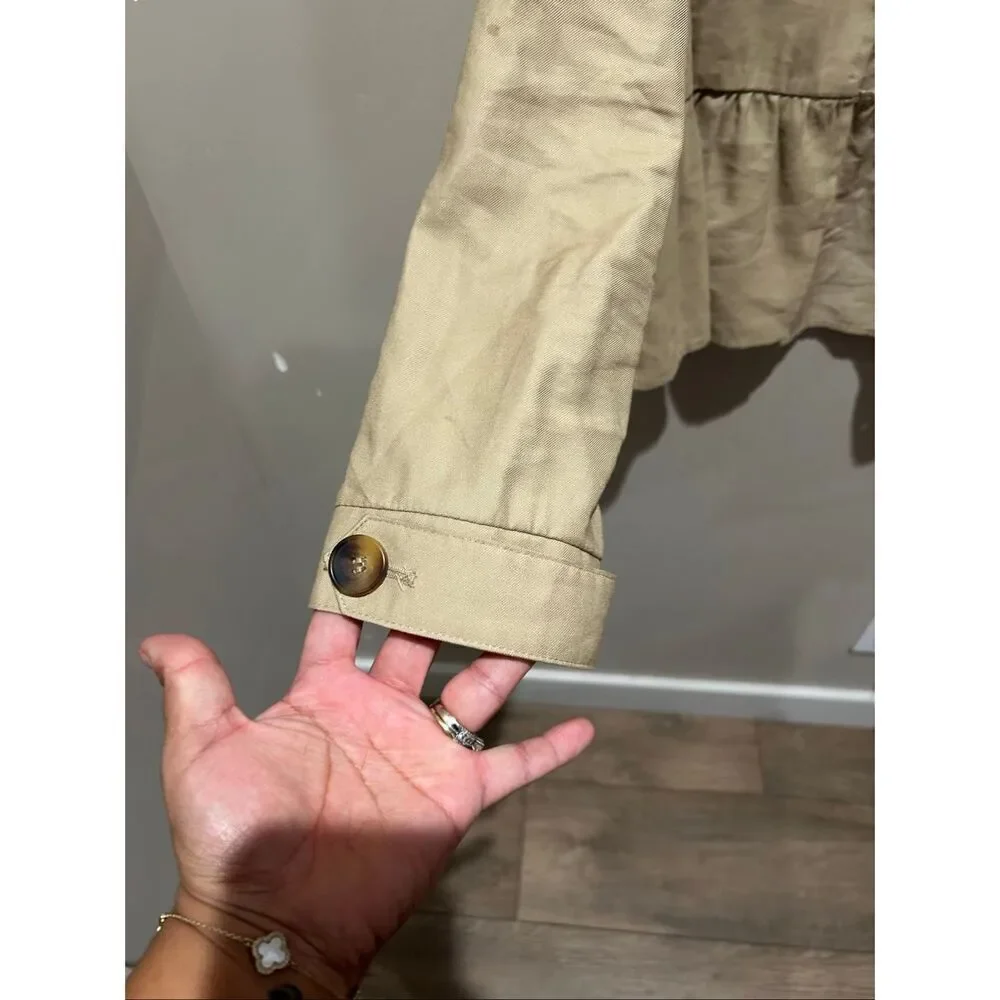 ZARA Viscose Blend Field Utility Jacket Open Front Peplum